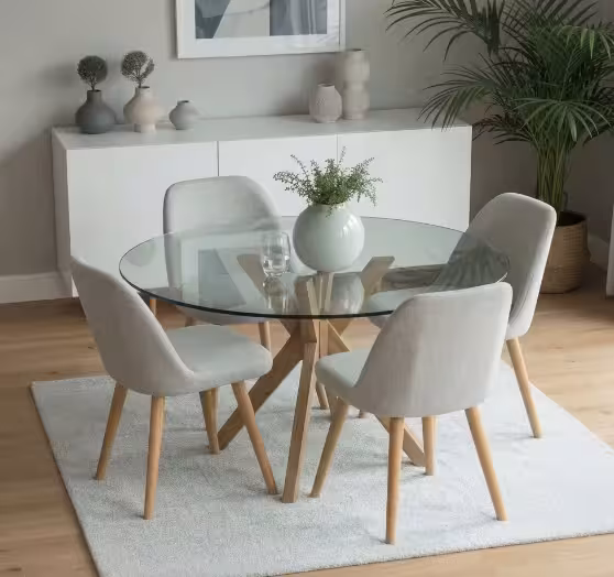 Round 4-Seater Glass Table
