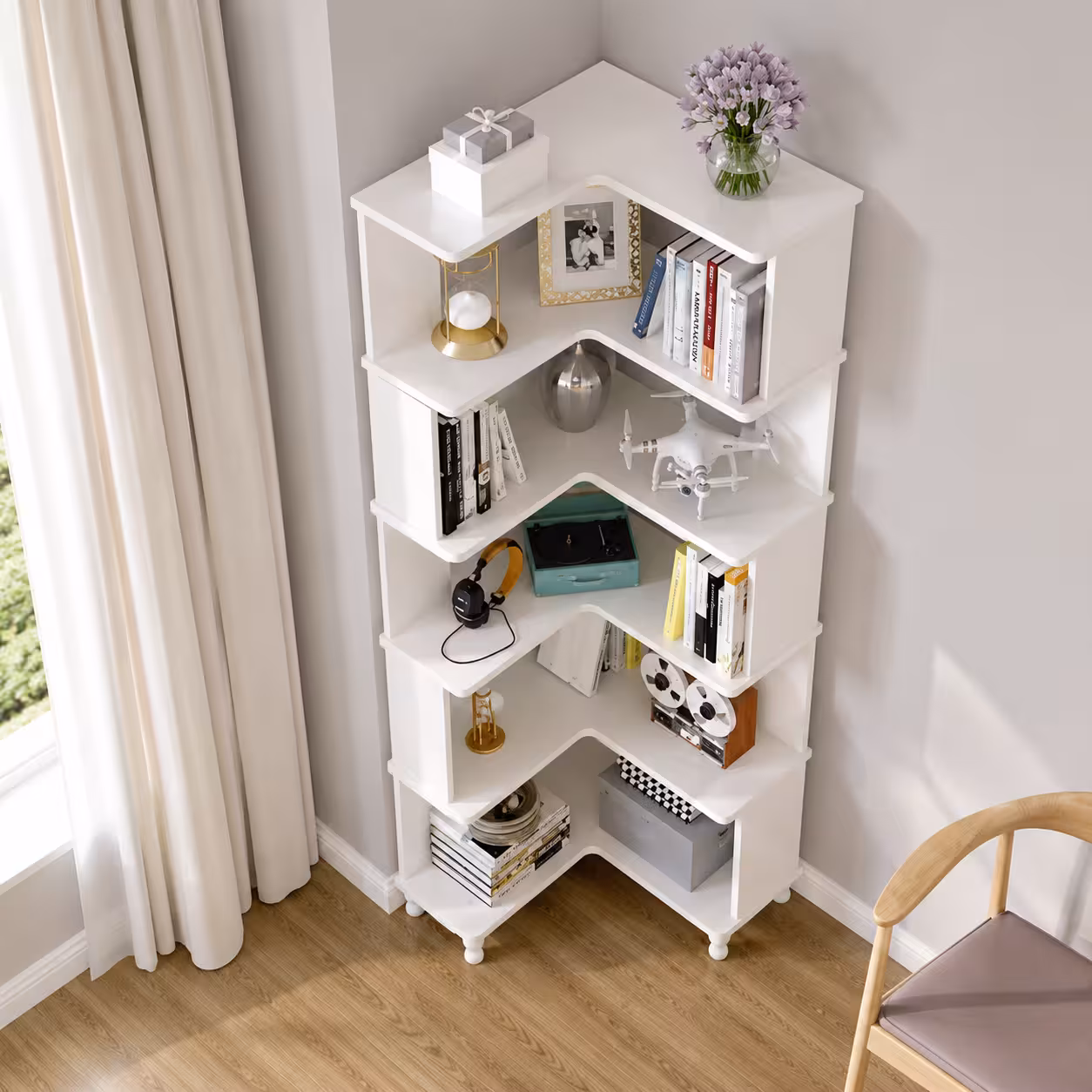 Compact Corner Bookshelf